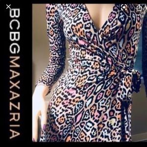 BCBG animal print wrap dress